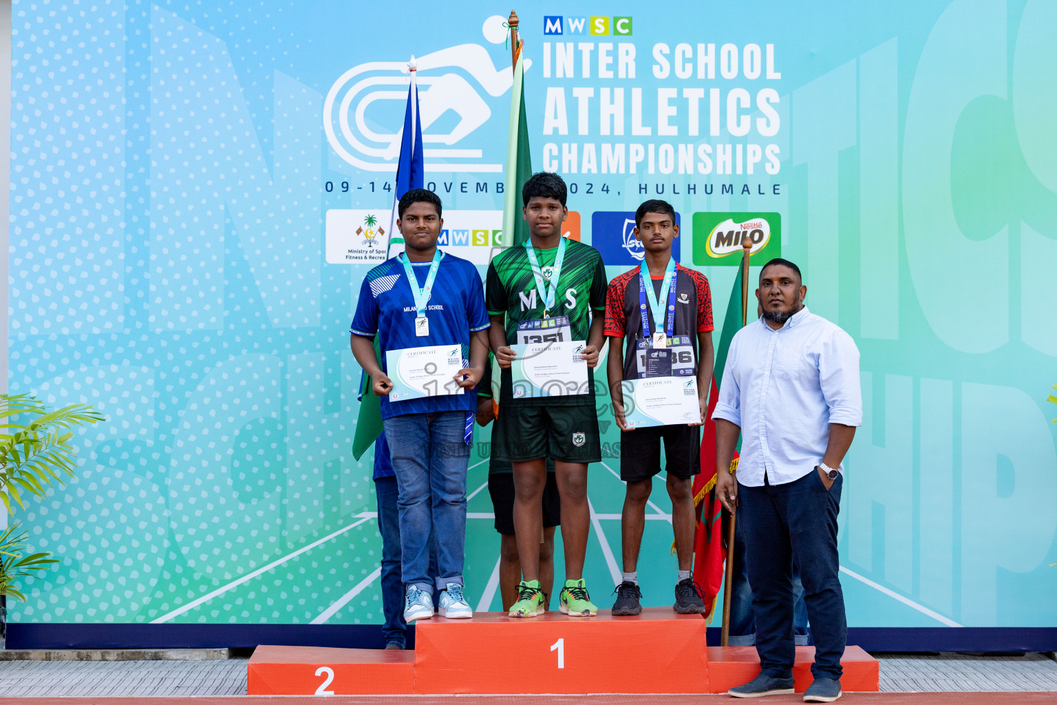 Day 2 of MWSC Interschool Athletics Championships 2024 held in Hulhumale Running Track, Hulhumale, Maldives on Sunday, 10th November 2024. 
Photos by: Hassan Simah / Images.mv