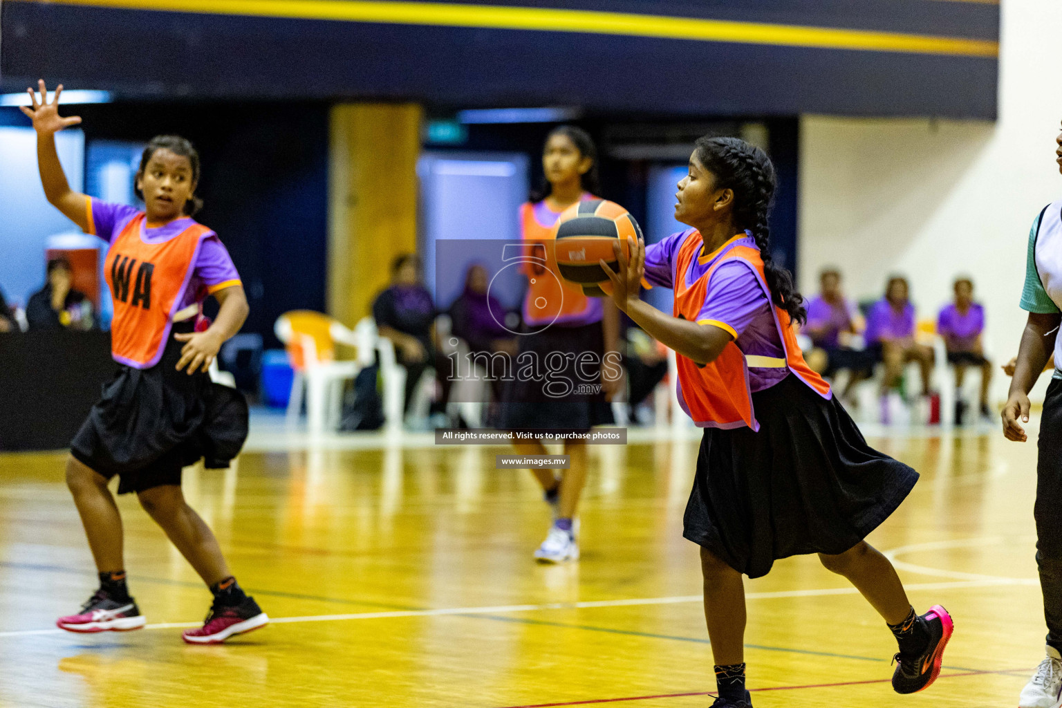 Day 9 of 24th Interschool Netball Tournament 2023 was held in Social Center, Male', Maldives on 4th November 2023. Photos: Hassan Simah / images.mv