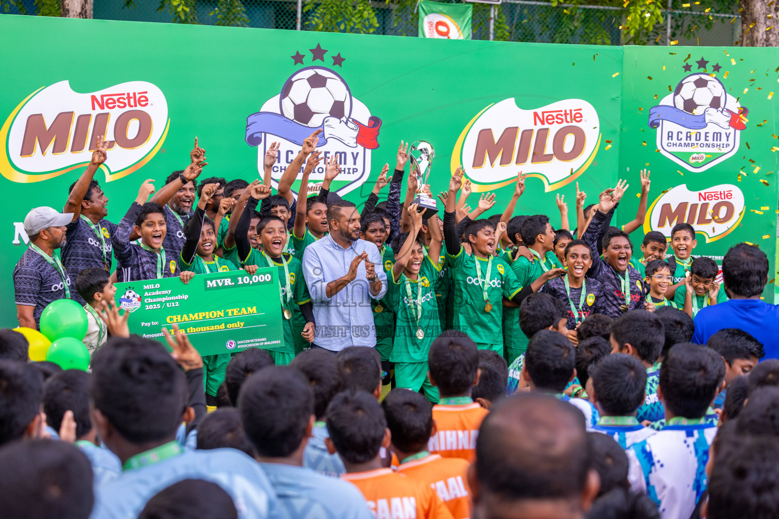 Day 3 of MILO Academy Championship 2025 (U-12) was held at Henveiru Stadium in Male', Maldives on Saturday, 3rd May 2025. Photos: Ismail Thoriq / images.mv