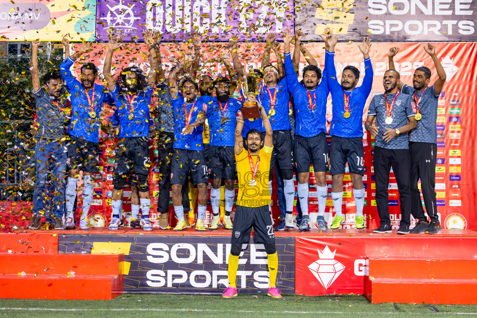 AA Mathiveri vs ADh Mahibadhoo in Zone 4 Final on Day 38 of Golden Futsal Challenge 2025 was held on Wednesday, 12th February 2025 in Hulhumale', Maldives. Photos: Ismail Thoriq / images.mv