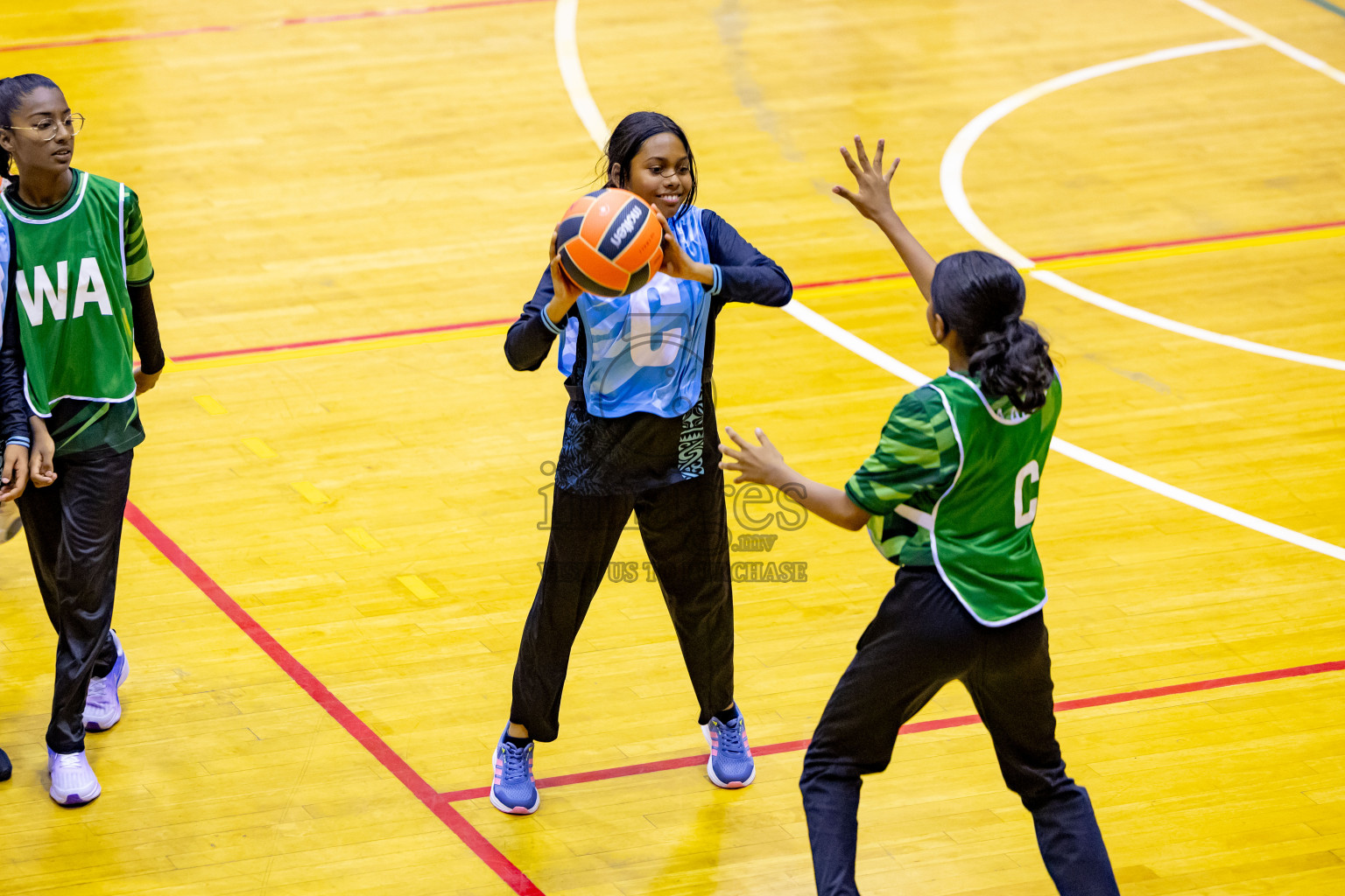 Day 6 of 25th Inter-School Netball Tournament was held in Social Center at Male', Maldives on Thursday, 15th August 2024. Photos: Nausham Waheed / images.mv