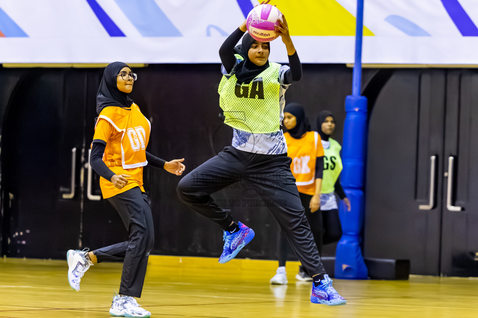 SC Skylark vs Youth United SC in Day 5 of 24th Milo Netball Association Championship held in Social Center at Male', Maldives on Friday, 5th September 2025. Photos: Nausham Waheed / images.mv