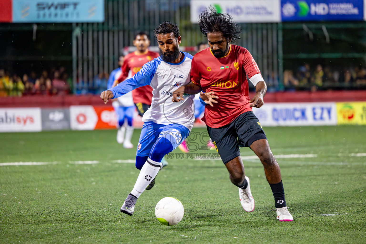 Dh. Kudahuvadhoo VS N. Kendhikulhudhoo in Round of 16 on Day 40 of Golden Futsal Challenge 2024 which was held on Tuesday, 27th February 2024, in Hulhumale', Maldives Photos: Hassan Simah / images.mv