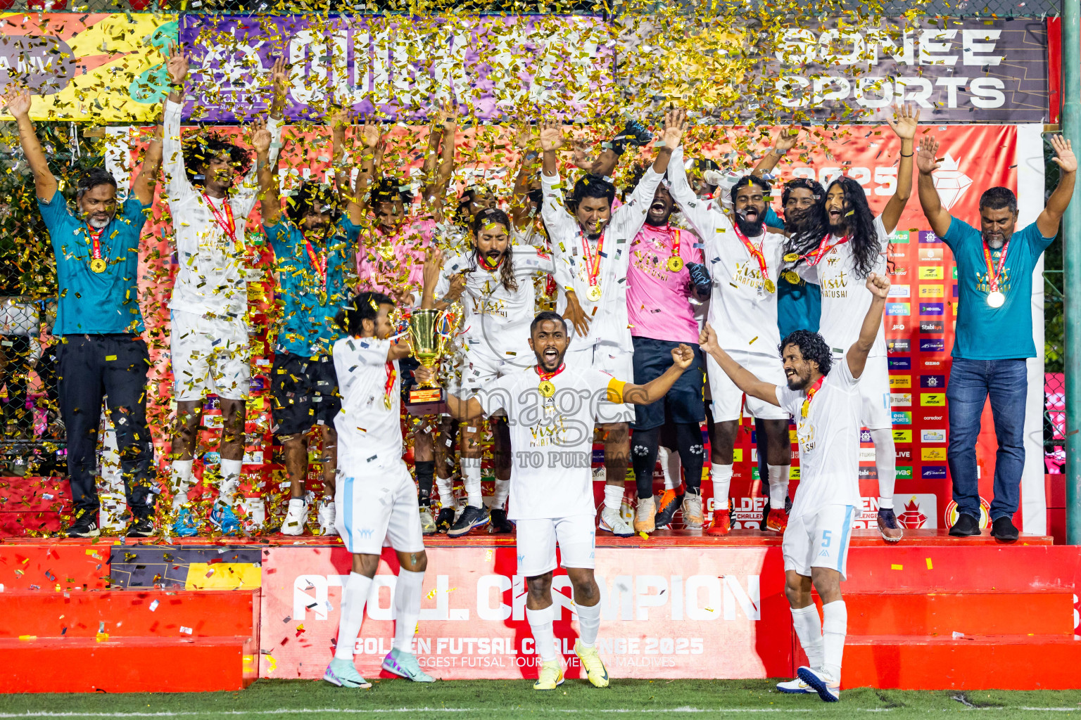 K Maafushi vs K Kaashidhoo in Kaafu Atoll Finals Day 27 of Golden Futsal Challenge 2025 was held on Friday , 31st January 2025, in Hulhumale', Maldives. Photos: Nausham Waheed / images.mv
