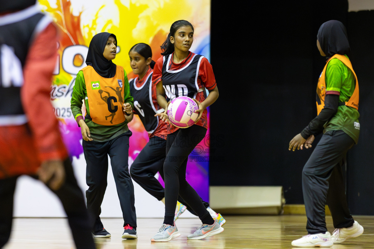 Fionti A team vs AIS Netball Academy in Day 3 of 3rd Netball Junior Championship, held at Social Center on Wednesday 22nd January 2025 . Photos: Shuu Abdul Sattar / images.mv
