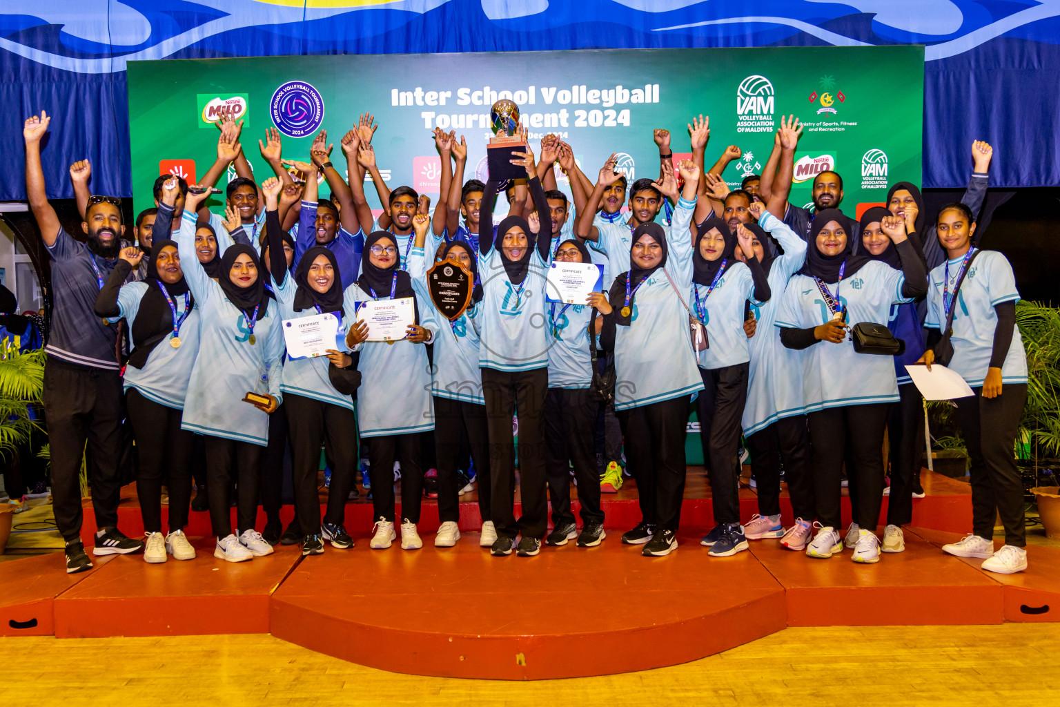 Finals of Interschool Volleyball Tournament 2024 was held in Social Center at Male', Maldives on Friday, 6th December 2024. Photos: Nausham Waheed / images.mv