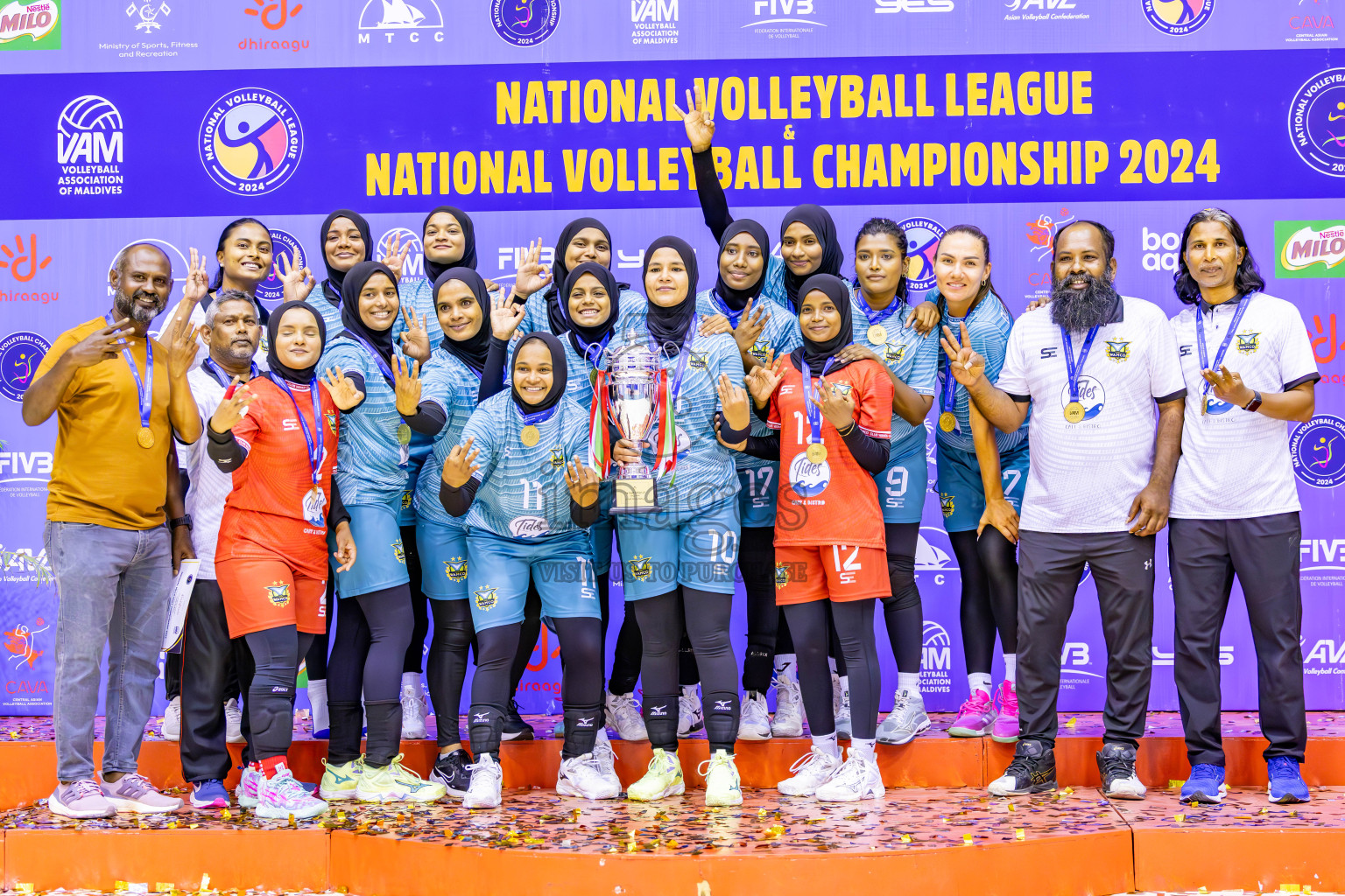 Club WAMCO vs Police Club in the final of National Volleyball Championship 2024 (women's division) was held in Social Center Indoor Hall on Thursday, 24th October 2024. 
Photos: Ismail Thoriq / images.mv