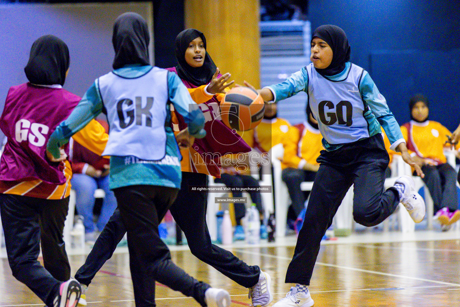 Day 9 of 24th Interschool Netball Tournament 2023 was held in Social Center, Male', Maldives on 4th November 2023. Photos: Hassan Simah / images.mv