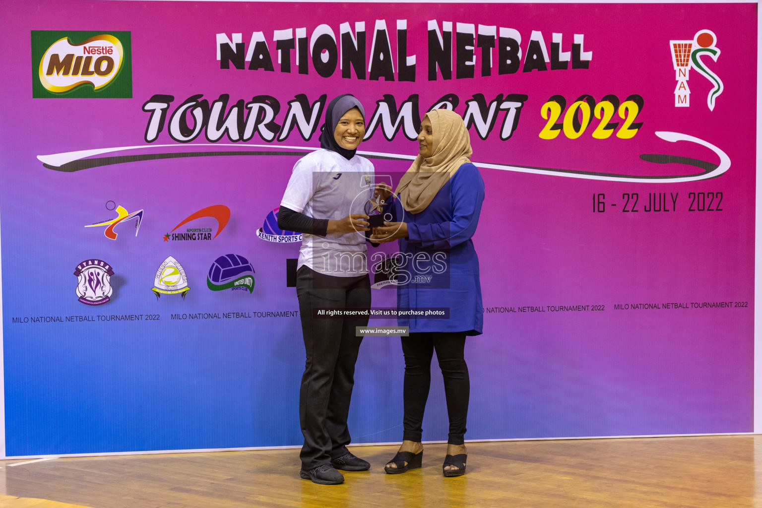 Club Green Streets vs Mahibadhoo in the Milo National Netball Tournament 2022 on 20 July 2022, held in Social Center, Male', Maldives. Photographer: Shuu / Images.mv