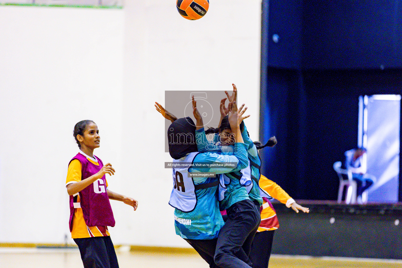 Day 9 of 24th Interschool Netball Tournament 2023 was held in Social Center, Male', Maldives on 4th November 2023. Photos: Hassan Simah / images.mv