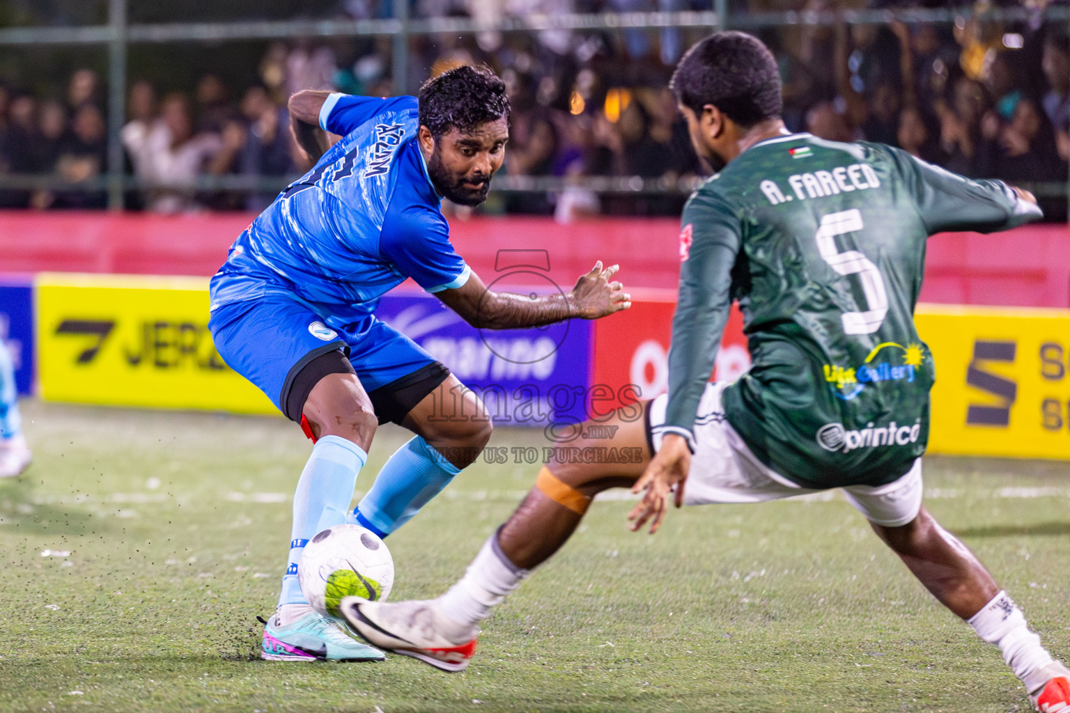 N Miladhoo vs N Maafaru in Day 6 of Golden Futsal Challenge 2024 was held on Saturday, 20th January 2024, in Hulhumale', Maldives Photos: Hassan Simah / images.mv