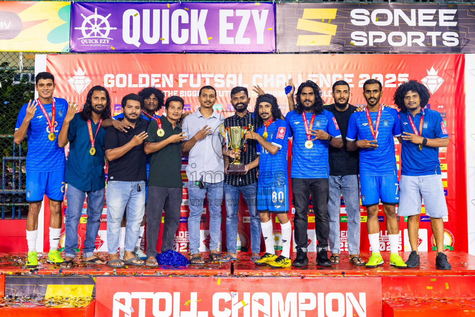 Lh Naifaru vs Lh Kurendhoo in Lhaviyani Atoll Finals Day 26 of Golden Futsal Challenge 2025 was held on Thursday , 30th January 2025, in Hulhumale', Maldives. Photos: Nausham Waheed / images.mv