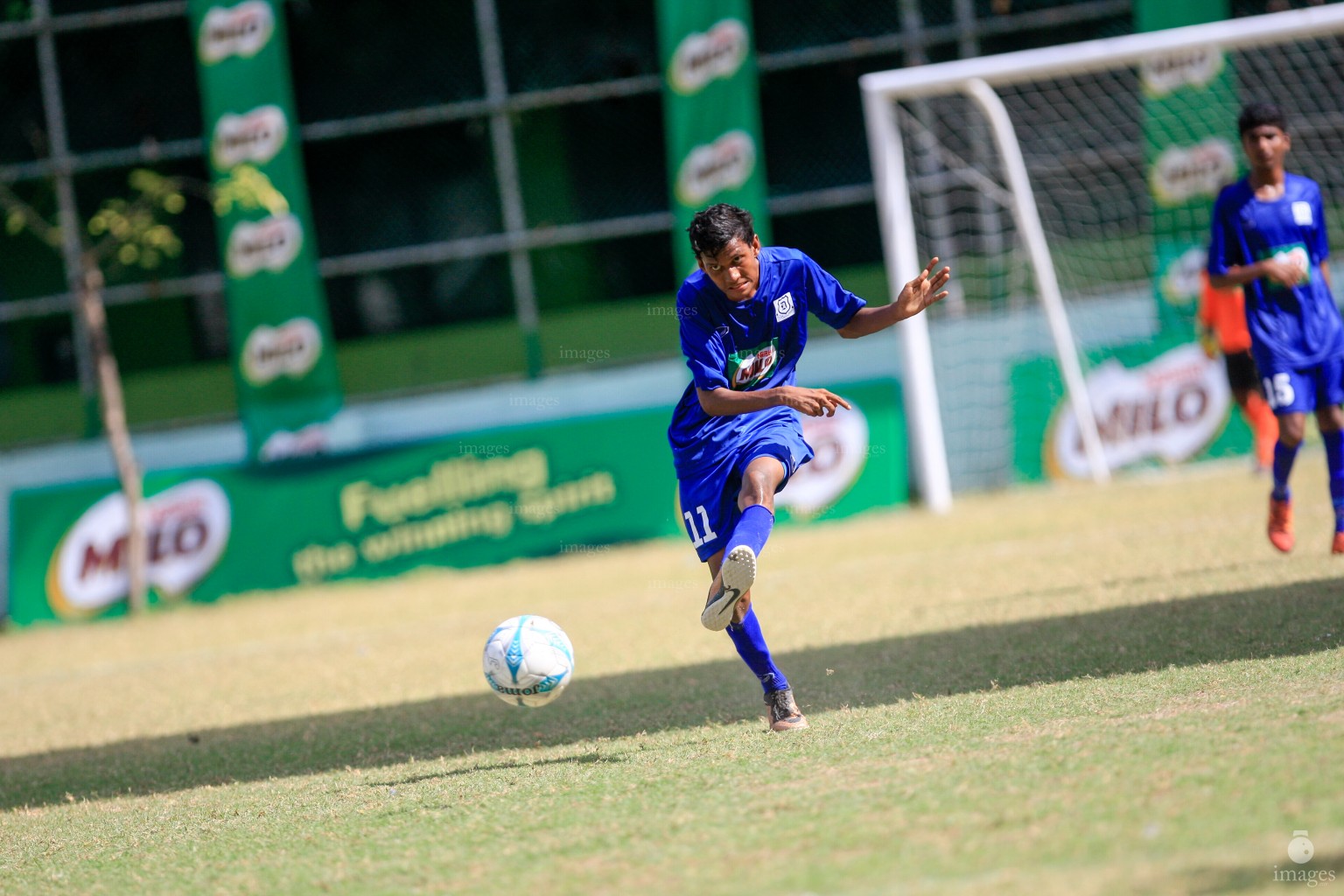 Majeedhiyya School vs Dharumavantha School in Milo Interschool Football Tournament in Male', Maldives, Saturday, April. 02, 2016.(Images.mv Photo/ Hussain Sinan).