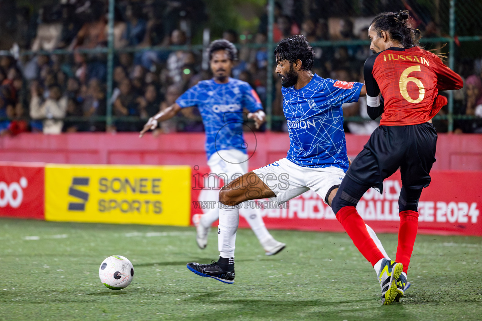 L. Gan VS HDh. Naivaadhoo in Round of 16 on Day 40 of Golden Futsal Challenge 2024 which was held on Tuesday, 27th February 2024, in Hulhumale', Maldives Photos: Hassan Simah / images.mv