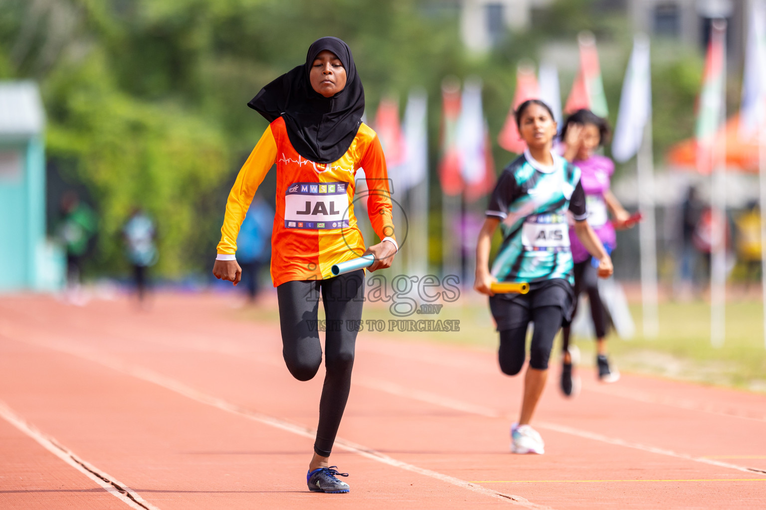 Day 5 of MWSC Interschool Athletics Championships 2024 held in Hulhumale Running Track, Hulhumale, Maldives on Wednesday, 13th November 2024. Photos by: Raif Yoosuf / Images.mv