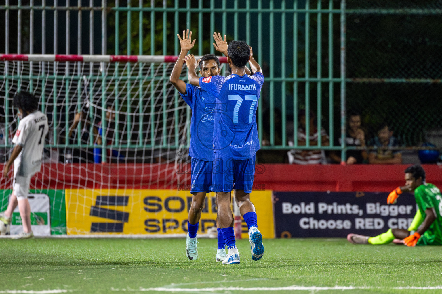 Sh Bilehfehi vs Sh Lhaimagu in Day 11 of Golden Futsal Challenge 2025 was held on Wednesday, 15th January 2025, in Hulhumale', Maldives Photos: Mohamed Mahfooz Moosa / images.mv