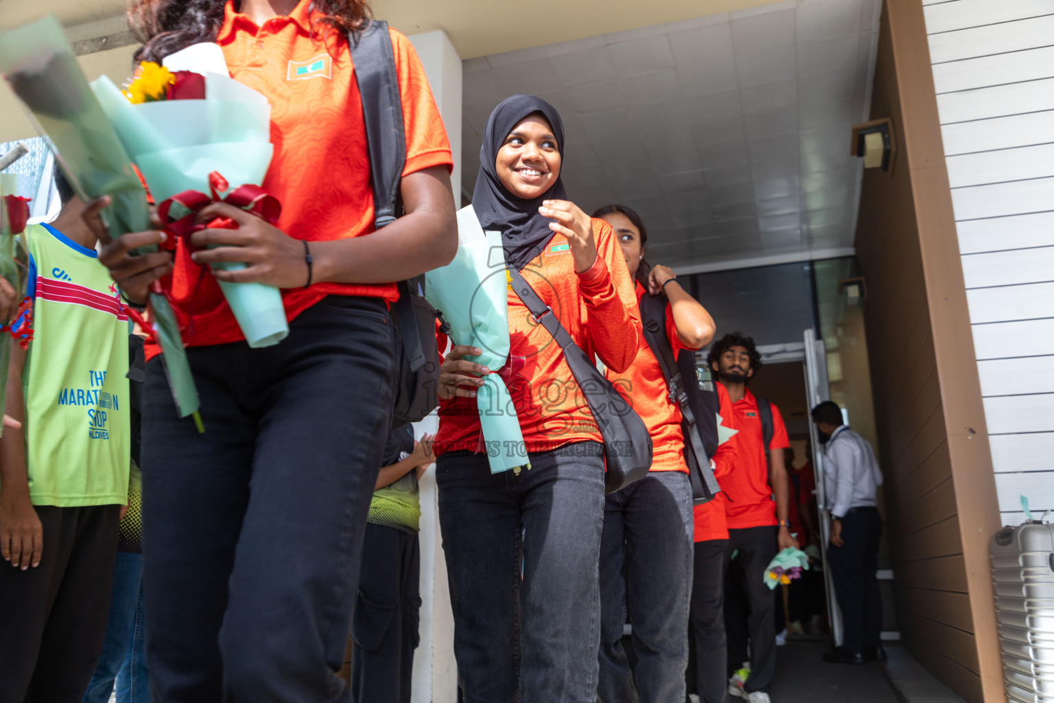 Arrival of Junior athletics team after 4th South Asian Junior Athletics Championship. Both Junior Men and Women's team won Bronze from 4x100m Relay event. 
Photos: Ismail Thoriq / images.mv