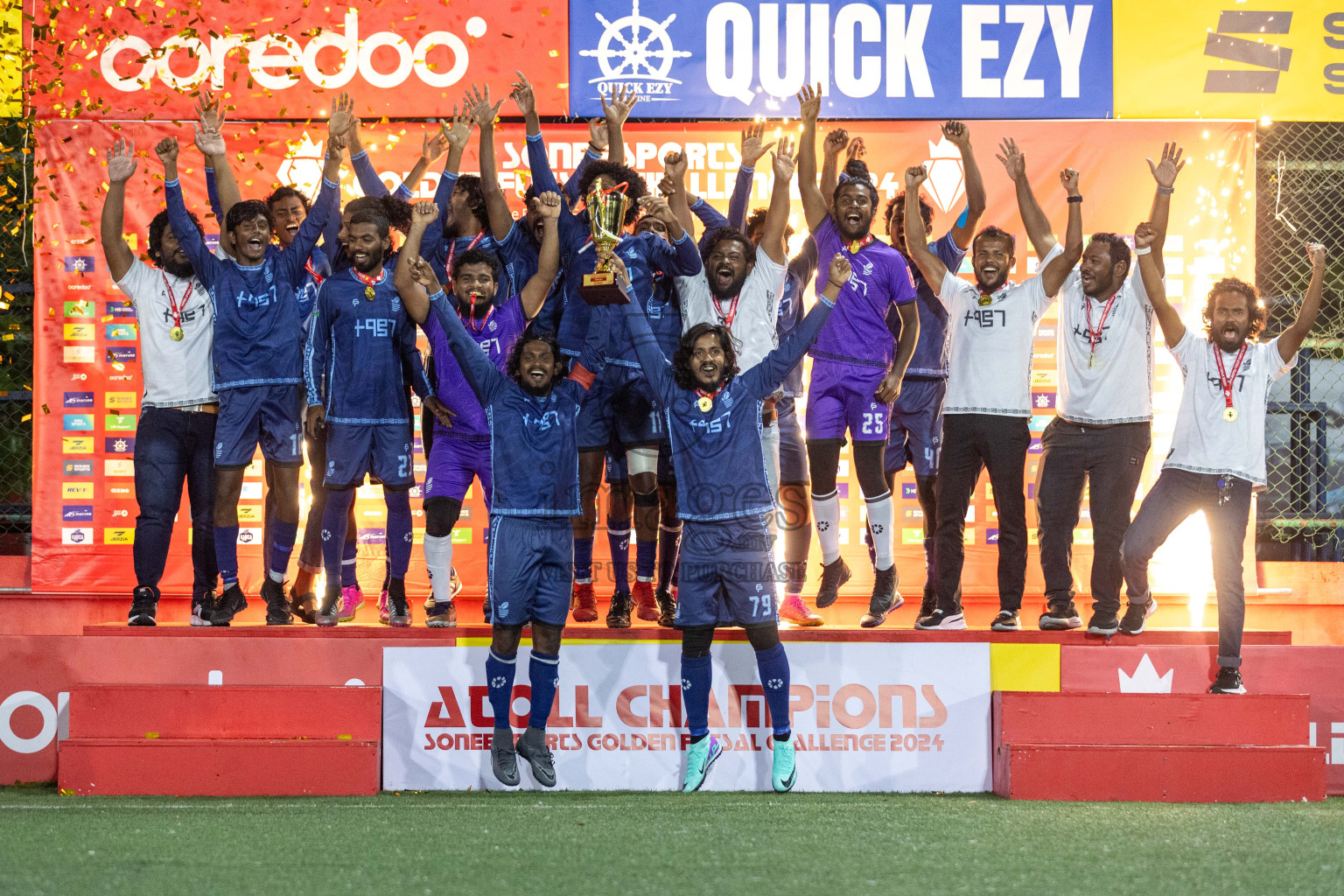 ADh Bodufolhudhoo vs ADh Mathiveri in Day 21 of Golden Futsal Challenge 2024 was held on Sunday , 4th February 2024 in Hulhumale', Maldives Photos: Nausham Waheed / images.mv