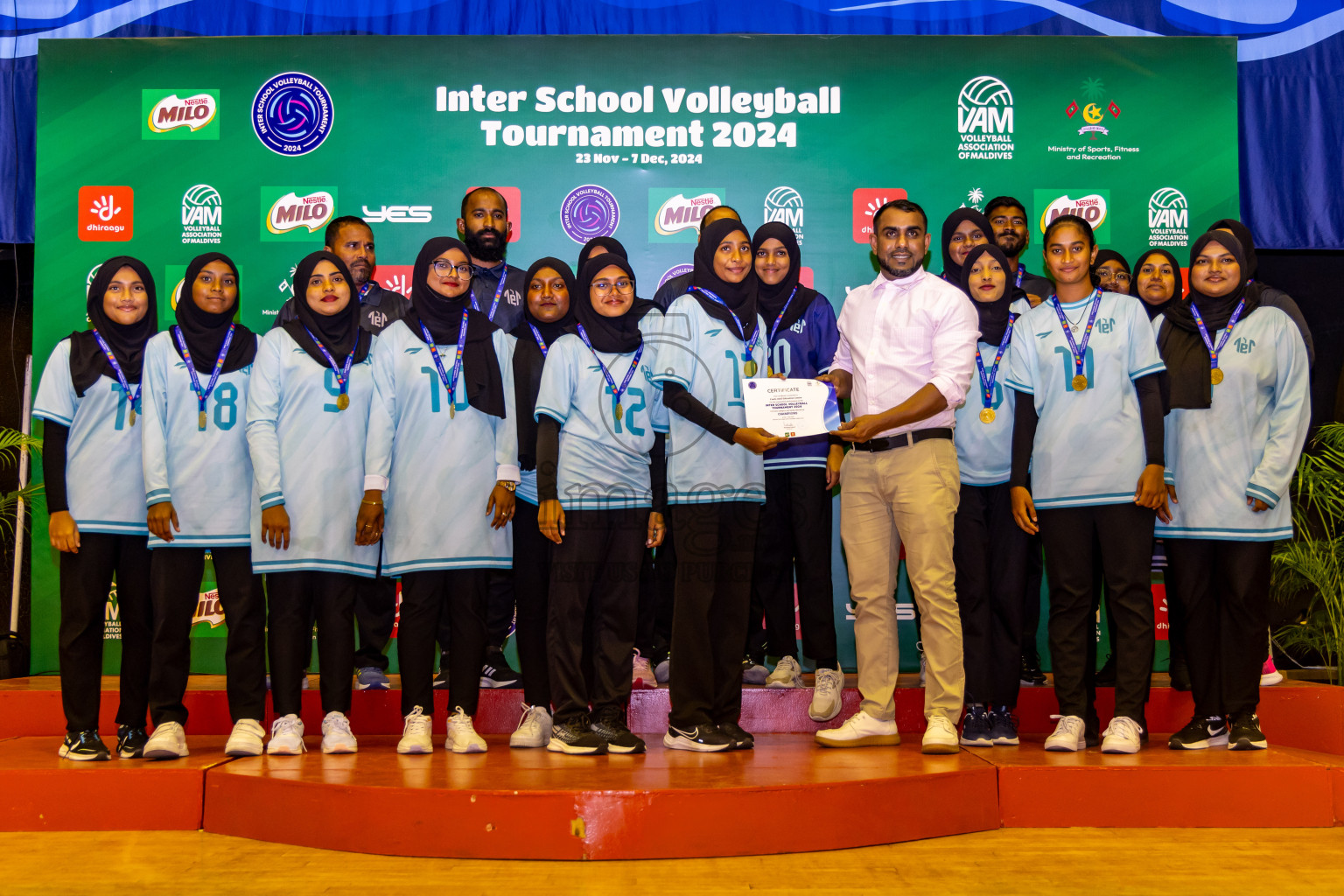 Finals of Interschool Volleyball Tournament 2024 was held in Social Center at Male', Maldives on Friday, 6th December 2024. Photos: Nausham Waheed / images.mv