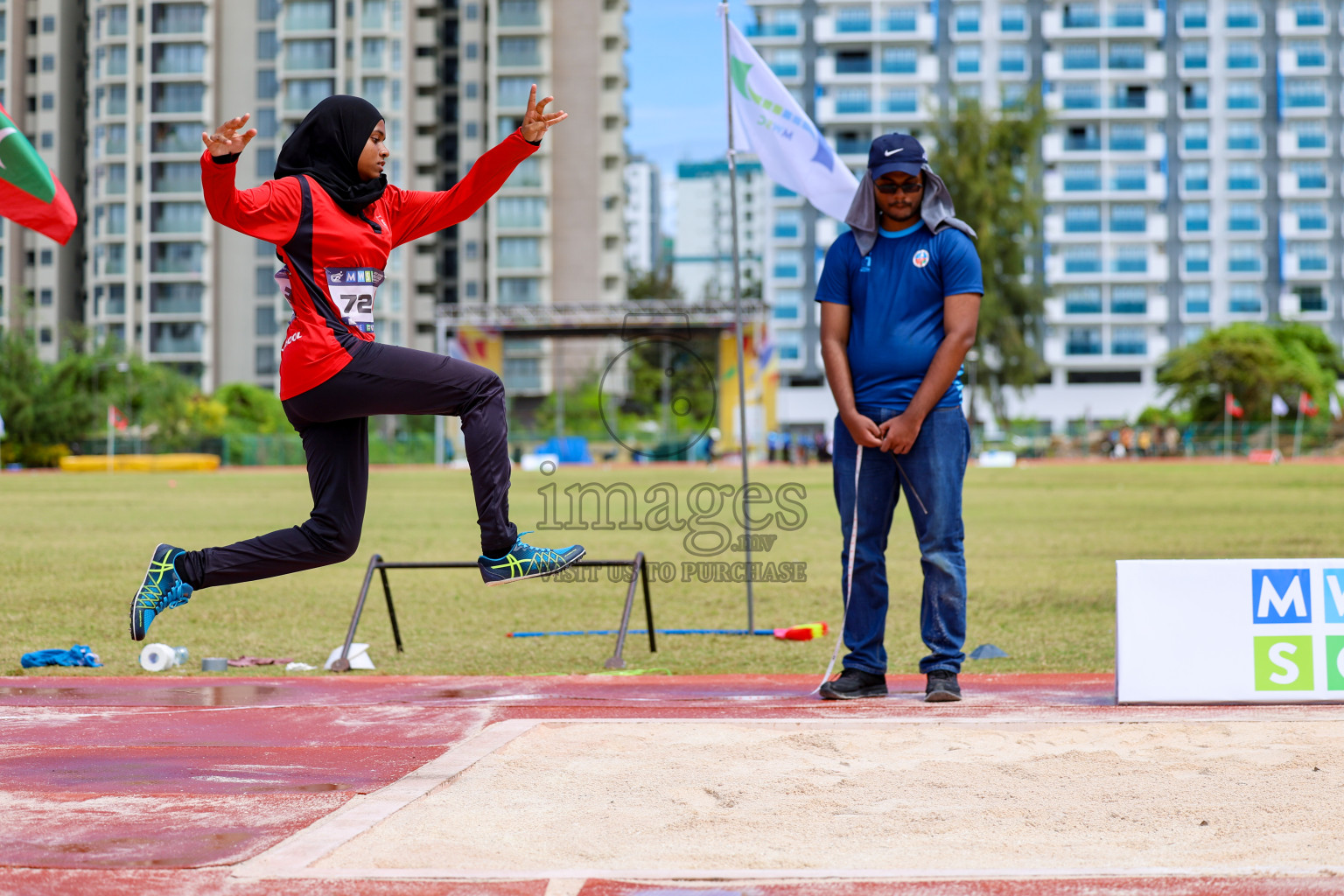 Day 1 of MWSC Interschool Athletics Championships 2024 held in Hulhumale Running Track, Hulhumale, Maldives on Saturday, 9th November 2024. 
Photos by: Ismail Thoriq, Hassan Simah / Images.mv