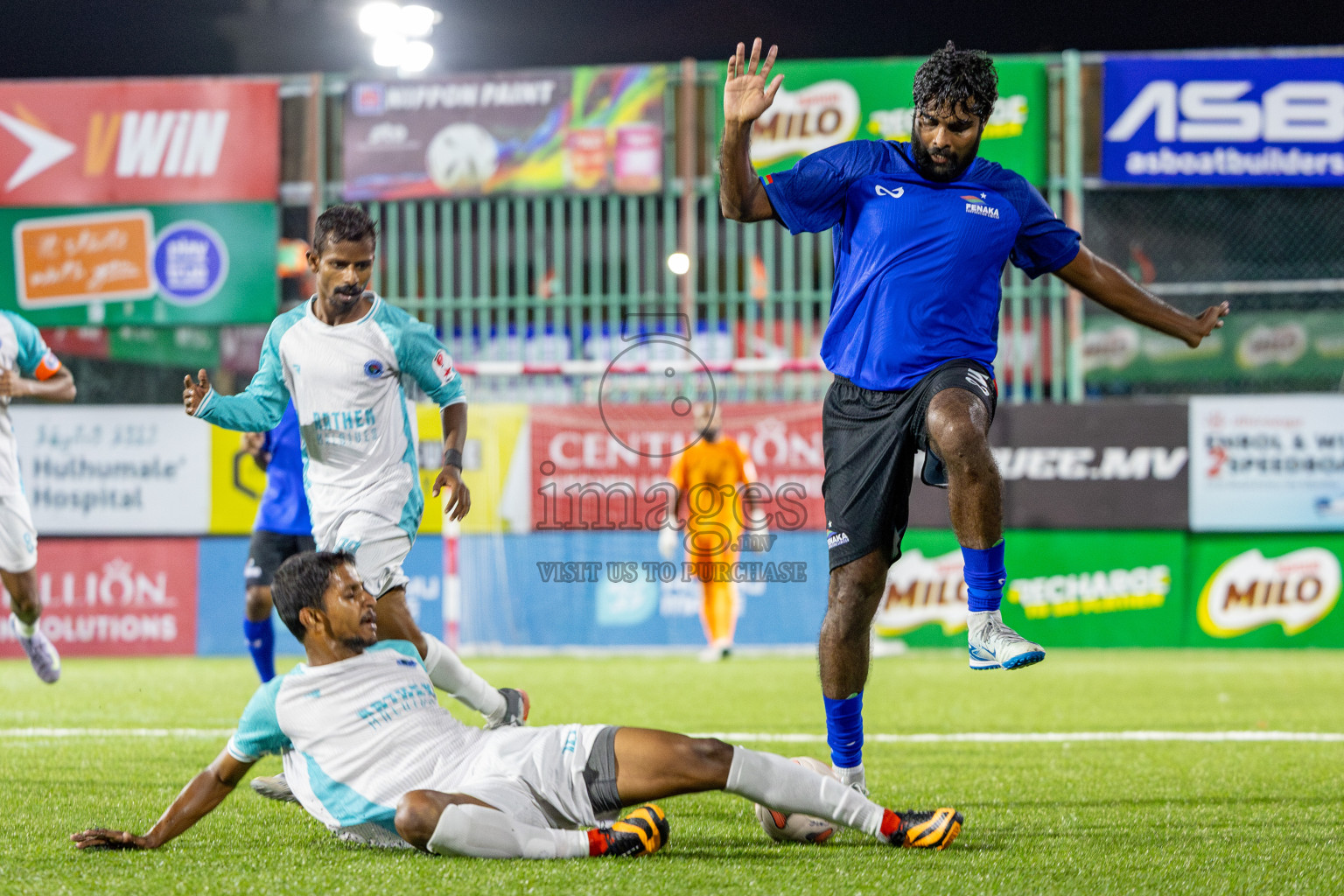 Fenaka vs Police Club in Day 14 of Club Maldives Cup 2025 was held in Rehendhi Futsal Ground, Hulhumale', Maldives on Tuesday, 14th October 2025. Photos: Ismail Thoriq / images.mv