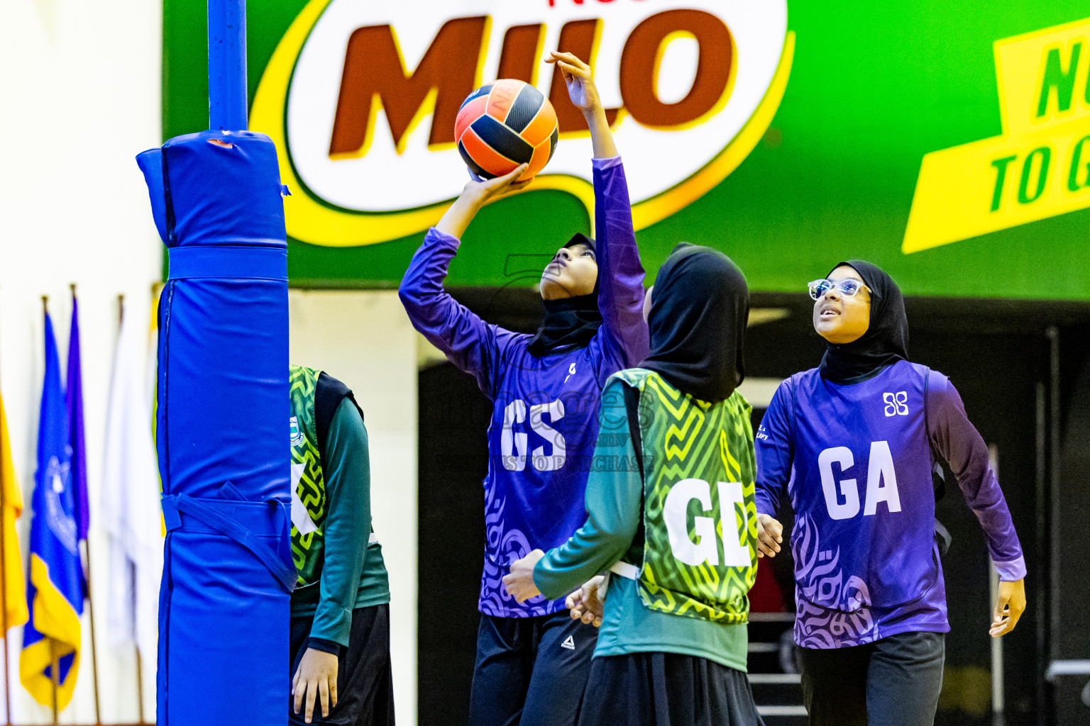 Day 3 of 25th Inter-School Netball Tournament was held in Social Center at Male', Maldives on Sunday, 11th August 2024. Photos: Nausham Waheed / images.mv