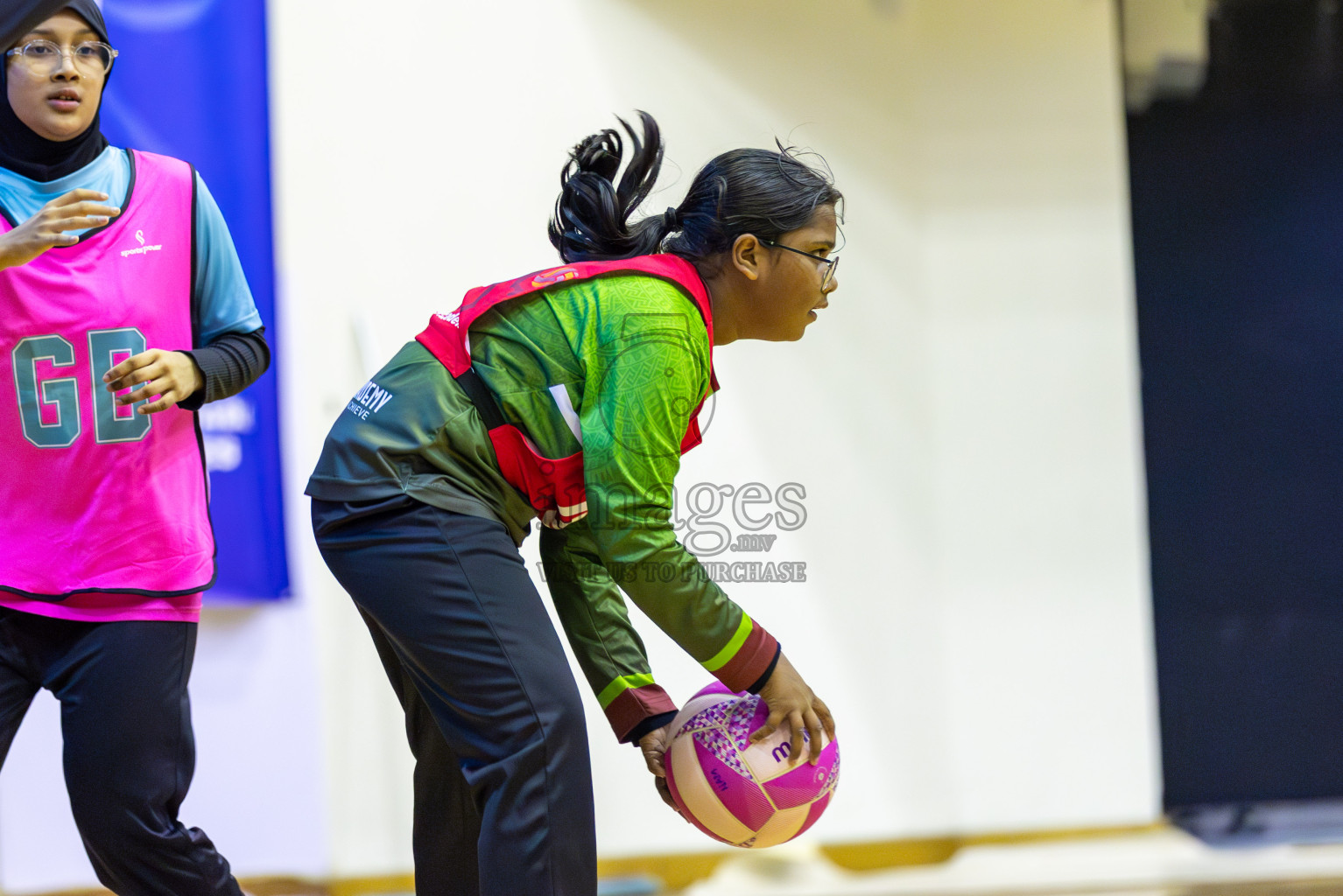 Fionti A Team vs Netkids B in Day 3 of 3rd Netball Junior Championship, held at Social Center on Wednesday 22nd January 2025 . Photos: Shuu Abdul Sattar / images.mv