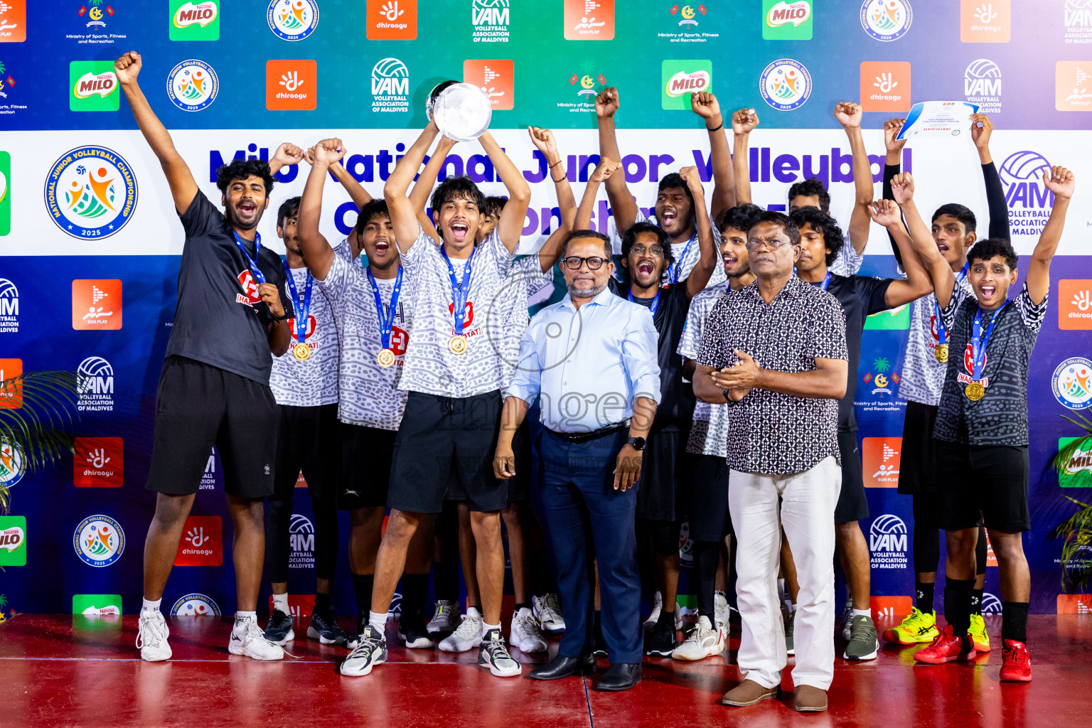 Maathoda Sports Club vs Sports Club City in the Finals of Milo National Junior Volleyball Championship 2025 Men's Division was held on Sunday, 30th November 2025 at Ekuveni Turf Court Male', Maldives. Photos: Nausham Waheed / images.mv