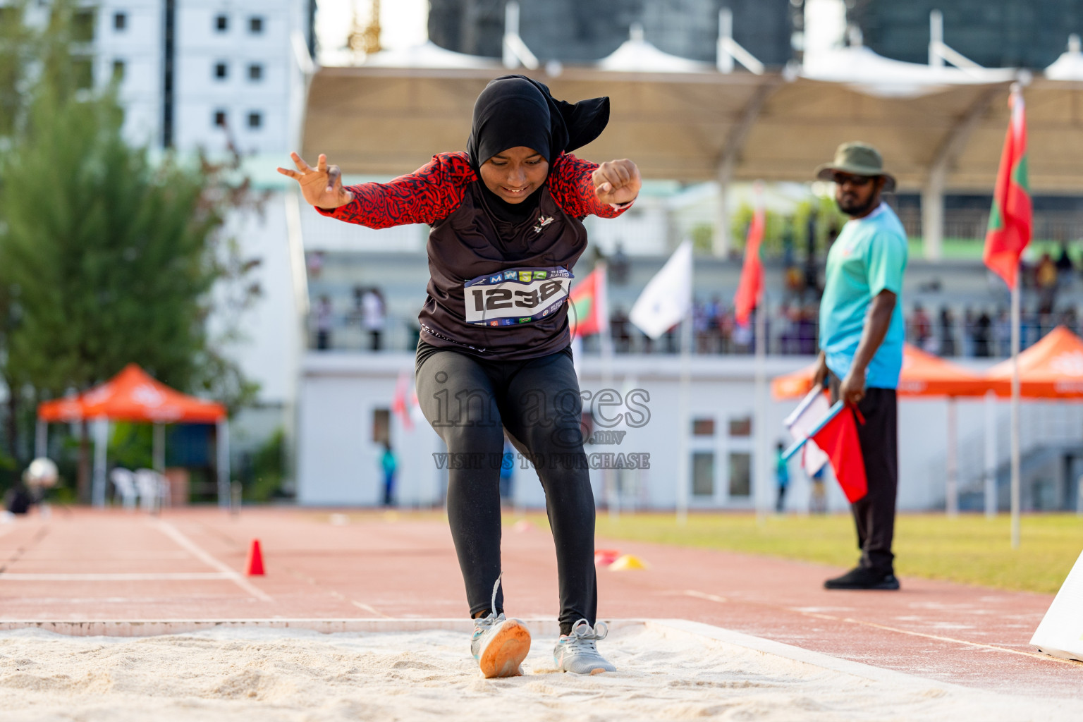 Day 2 of MWSC Interschool Athletics Championships 2024 held in Hulhumale Running Track, Hulhumale, Maldives on Sunday, 10th November 2024. 
Photos by: Hassan Simah / Images.mv