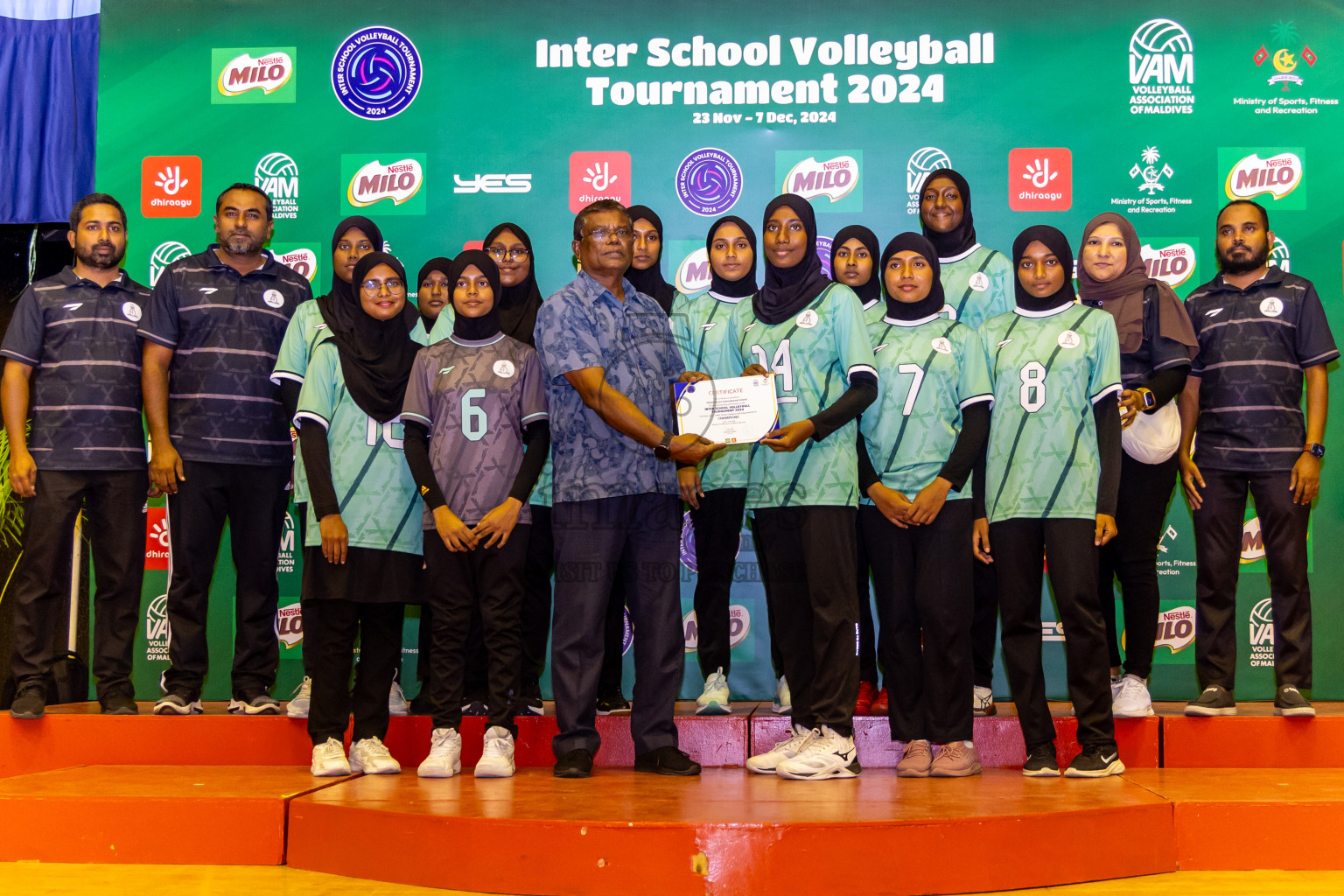 Finals of Interschool Volleyball Tournament 2024 was held in Social Center at Male', Maldives on Friday, 6th December 2024. Photos: Nausham Waheed / images.mv