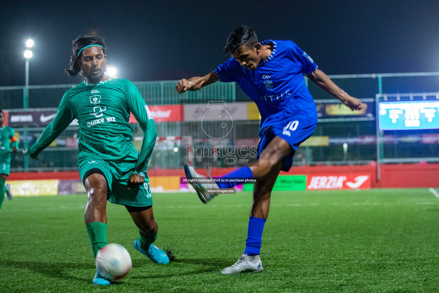 R. Meedhoo vs R. Dhuvaafaru in Day 2 of Golden Futsal Challenge 2023 on 06 February 2023 in Hulhumale, Male, Maldives