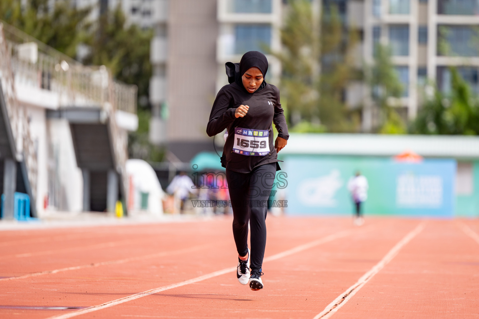 Day 2 of MWSC Interschool Athletics Championships 2024 held in Hulhumale Running Track, Hulhumale, Maldives on Sunday, 10th November 2024. 
Photos by:  Hassan Simah / Images.mv