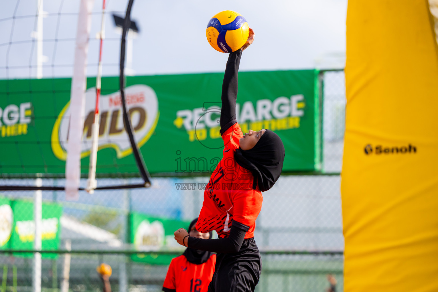 Villingili Z Jamiyya vs Club Volleyball in the Finals of Milo National Junior Volleyball Championship 2025 Woman's Division was held on Sunday, 30th November 2025 at Ekuveni Turf Court Male', Maldives. Photos: Nausham Waheed / images.mv