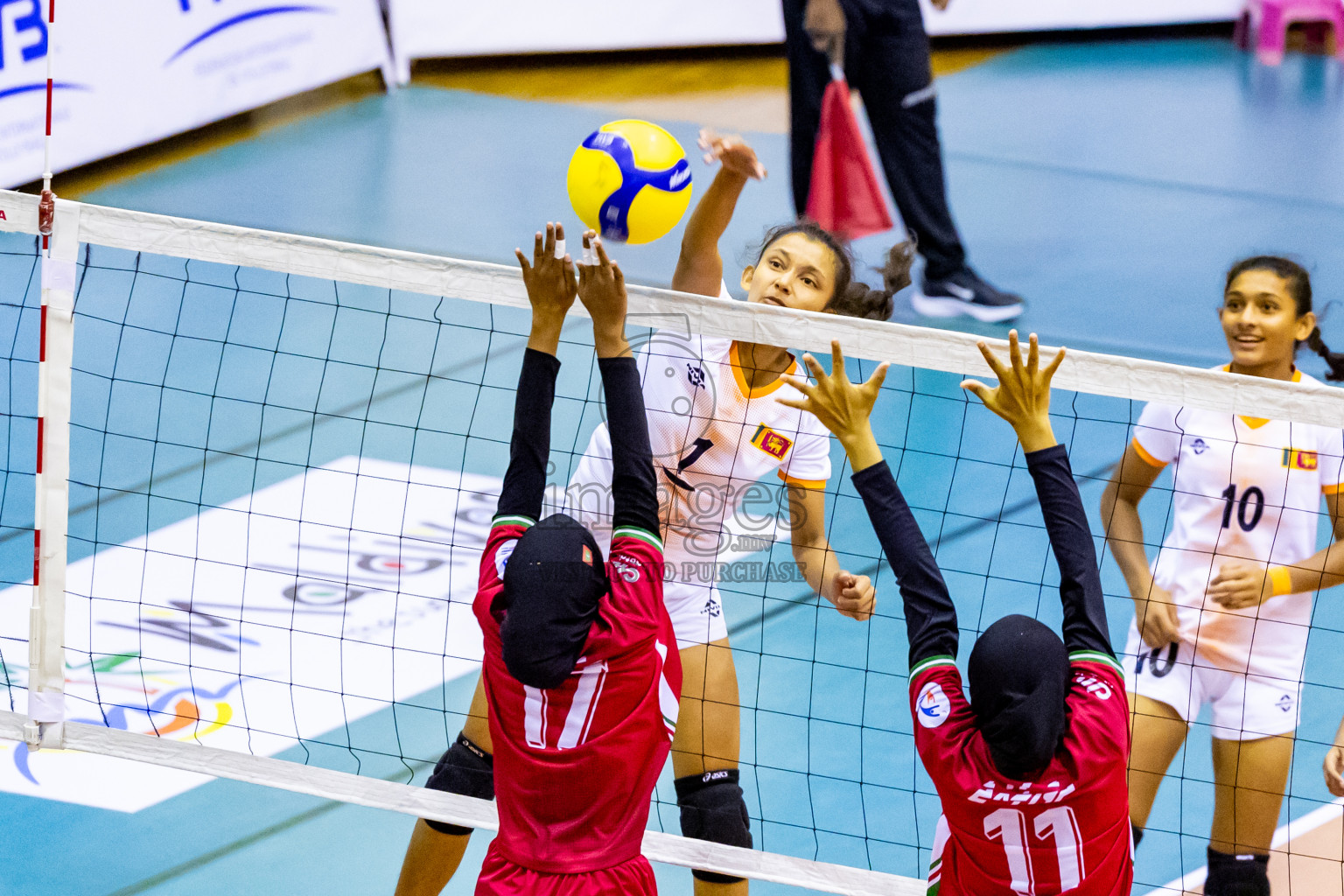 Sri Lanka vs Maldives in Semi Final of CAVA U20 Woman's Volleyball Championship 2024 was held in Social Center, Male', Maldives on 22nd July 2024. Photos: Nausham Waheed / images.mv