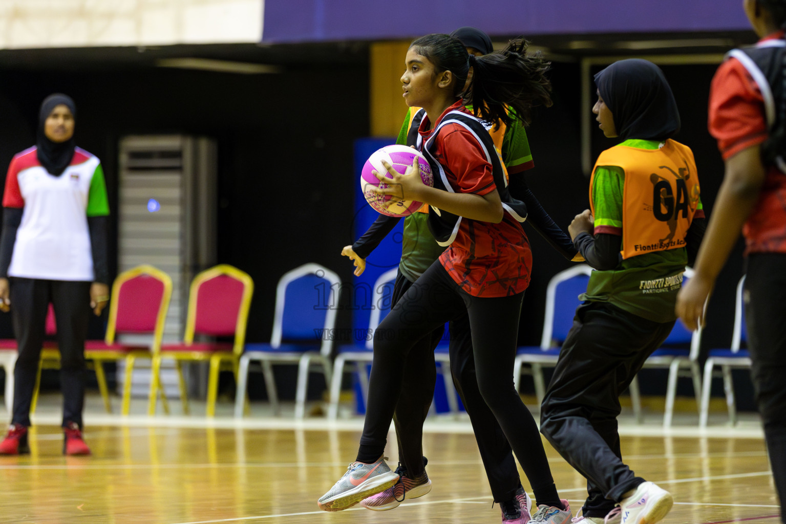 Fionti A team vs AIS Netball Academy in Day 3 of 3rd Netball Junior Championship, held at Social Center on Wednesday 22nd January 2025 . Photos: Shuu Abdul Sattar / images.mv