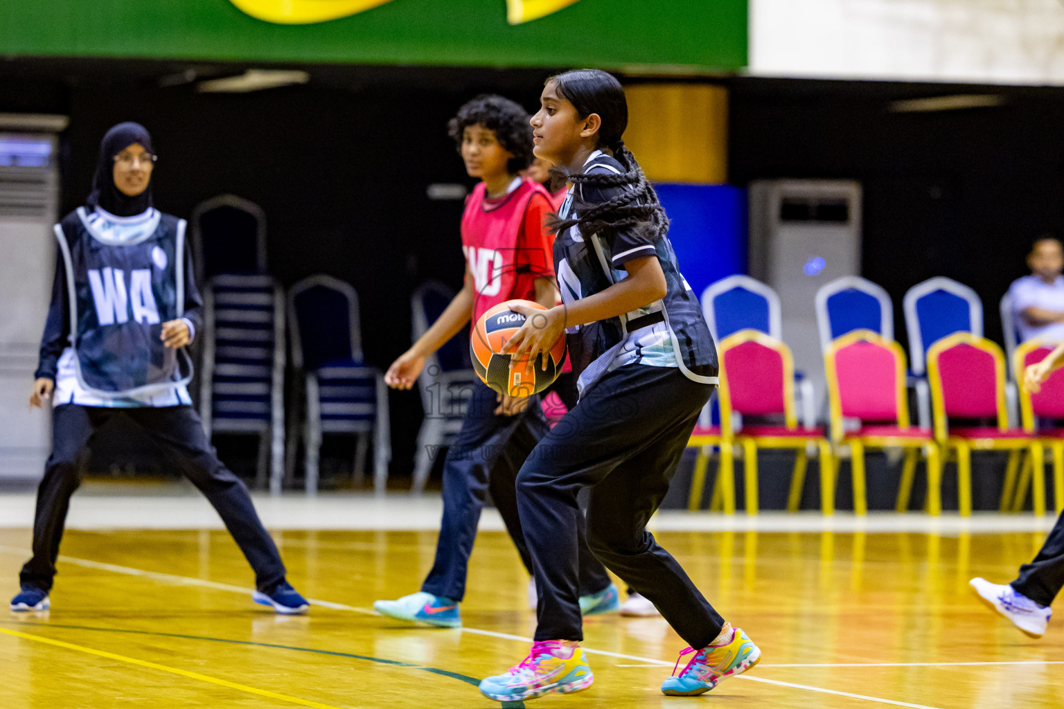 Day 9 of 25th Inter-School Netball Tournament was held in Social Center at Male', Maldives on Monday, 19th August 2024. Photos: Nausham Waheed / images.mv