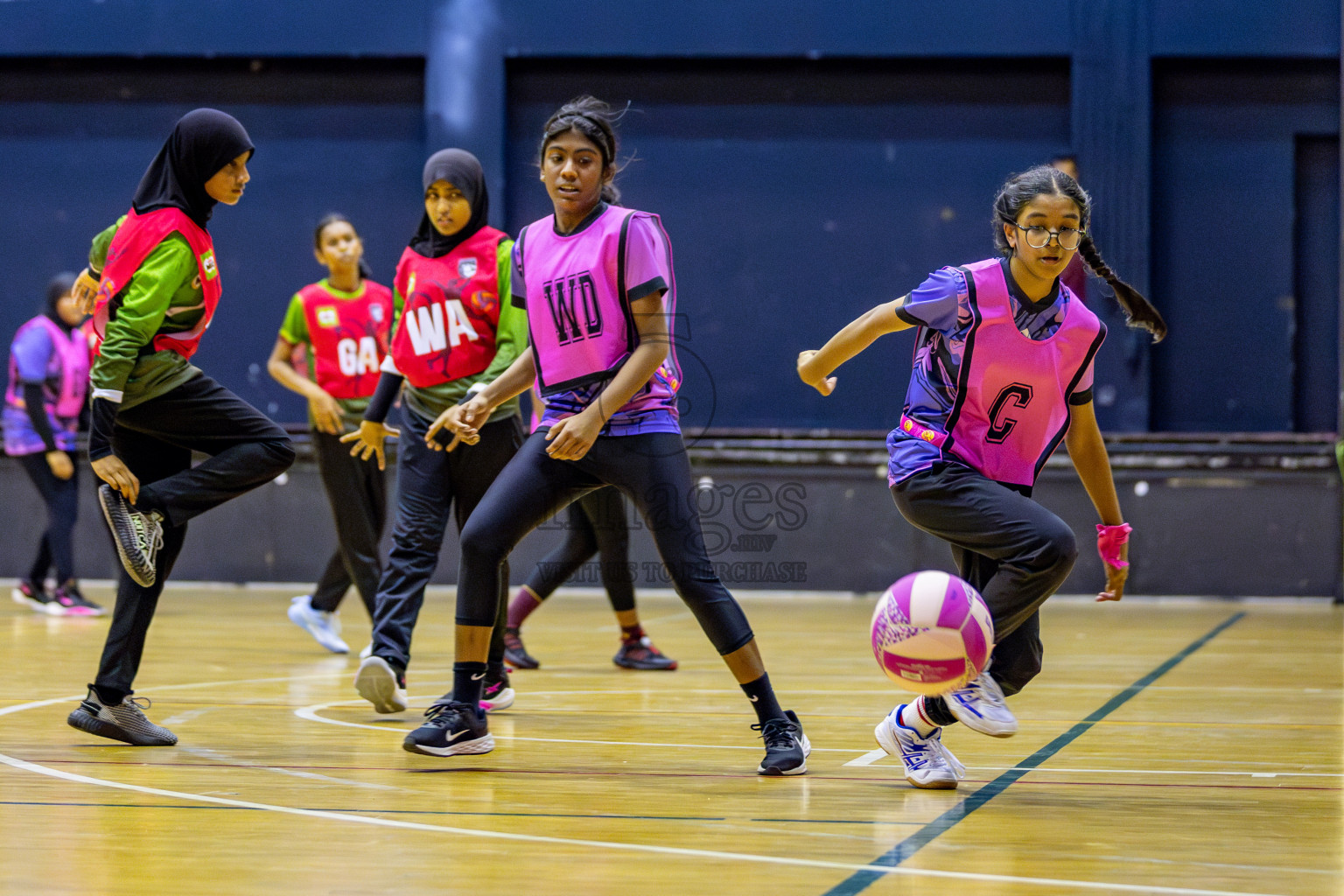 N Sports Academy A vs Fiontti Sports Club  in Day 3 of 3rd Netball Junior Championship, held at Social Center on Tuesday, 21st January 2025 . 
Photos: Hassan Simah / images.mv