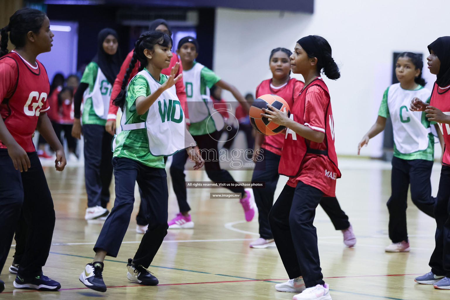 Day 9 of 24th Interschool Netball Tournament 2023 was held in Social Center, Male', Maldives on 4th November 2023. Photos: Hassan Simah / images.mv