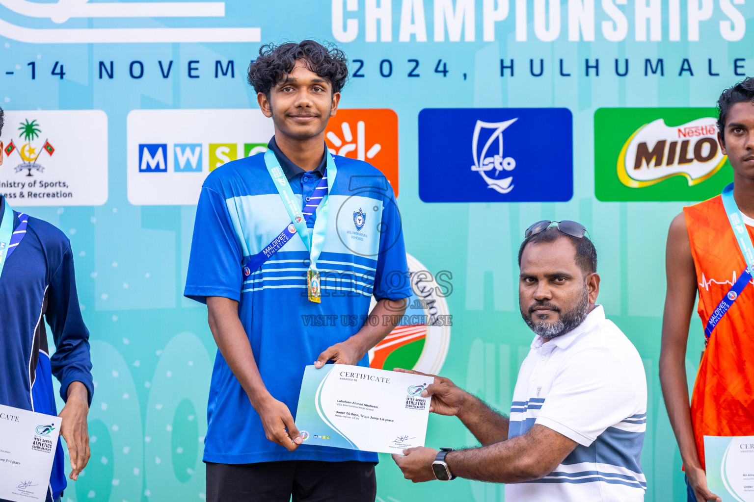 Day 5 of MWSC Interschool Athletics Championships 2024 held in Hulhumale Running Track, Hulhumale, Maldives on Wednesday, 13th November 2024. Photos by: Ismail Thoriq / Images.mv