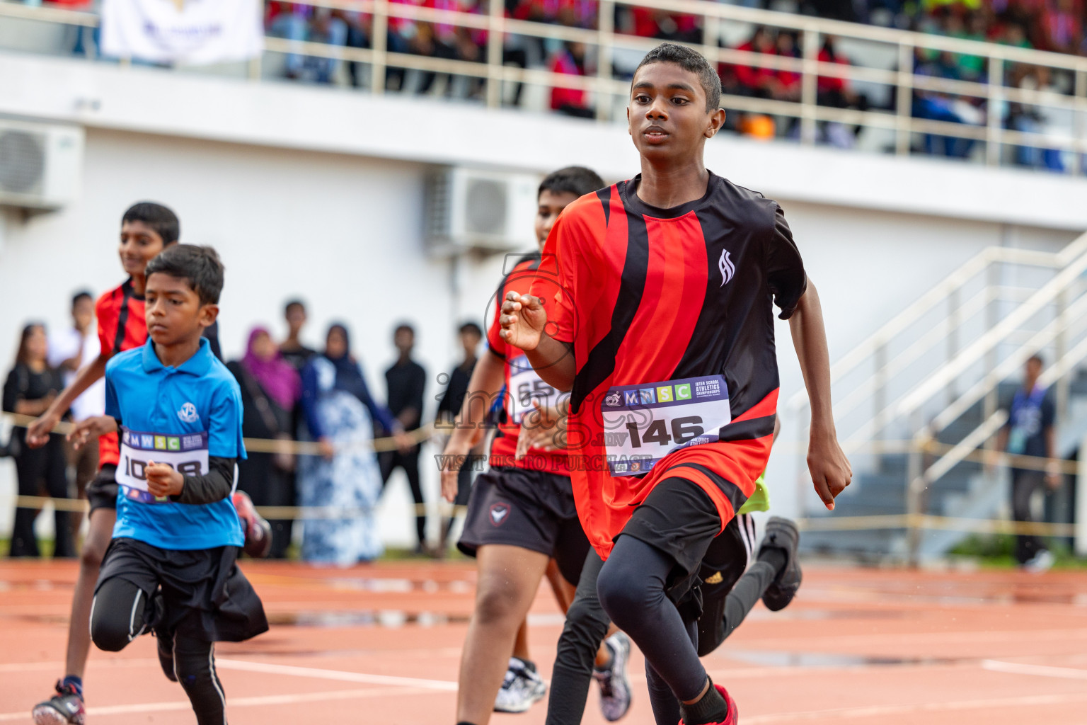 Day 1 of MWSC Interschool Athletics Championships 2024 held in Hulhumale Running Track, Hulhumale, Maldives on Saturday, 9th November 2024. 
Photos by: Ismail Thoriq, Hassan Simah / Images.mv