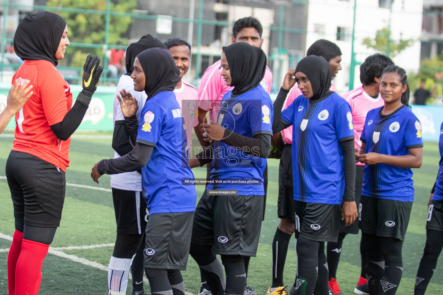 Maldives Ports Limited vs Dhivehi Sifainge Club in the semi finals of 18/30 Women's Futsal Fiesta 2019 on 27th April 2019, held in Hulhumale Photos: Hassan Simah / images.mv