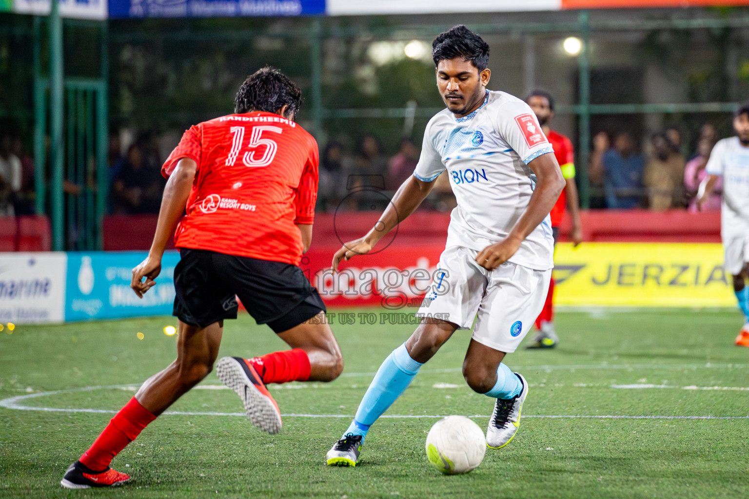 Sh. Feydhoo VS Sh. Kanditheemu on Day 30 of Golden Futsal Challenge 2024, held on Tuesday , 14th February 2024 in Hulhumale', Maldives 
Photos: Hassan Simah / images.mv