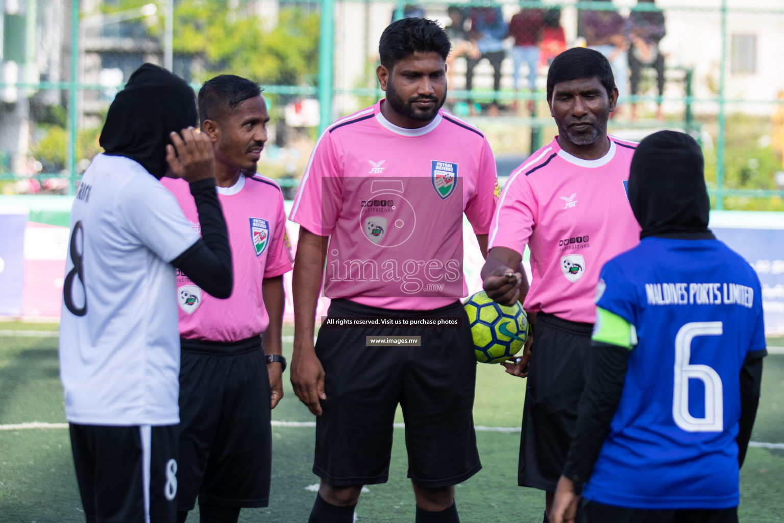 Maldives Ports Limited vs Dhivehi Sifainge Club in the semi finals of 18/30 Women's Futsal Fiesta 2019 on 27th April 2019, held in Hulhumale Photos: Hassan Simah / images.mv