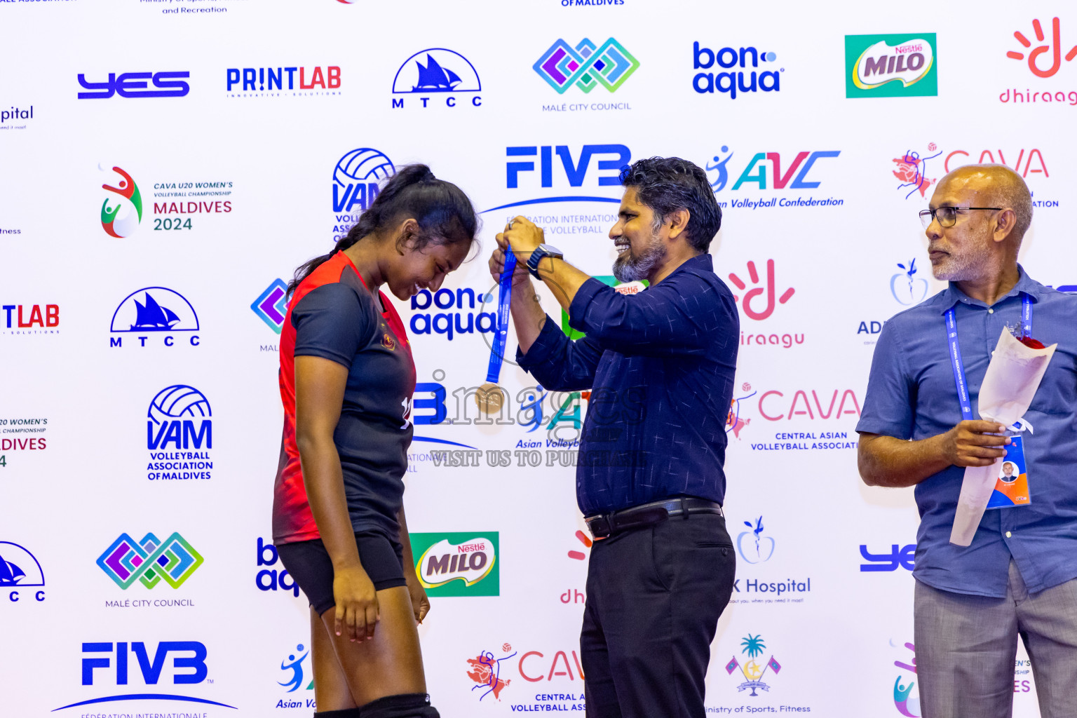 Kyrgyzstan vs Sri Lanka in Final of CAVA U20 Woman's Volleyball Championship 2024 was held in Social Center, Male', Maldives on 23rd July 2024. Photos: Nausham Waheed / images.mv