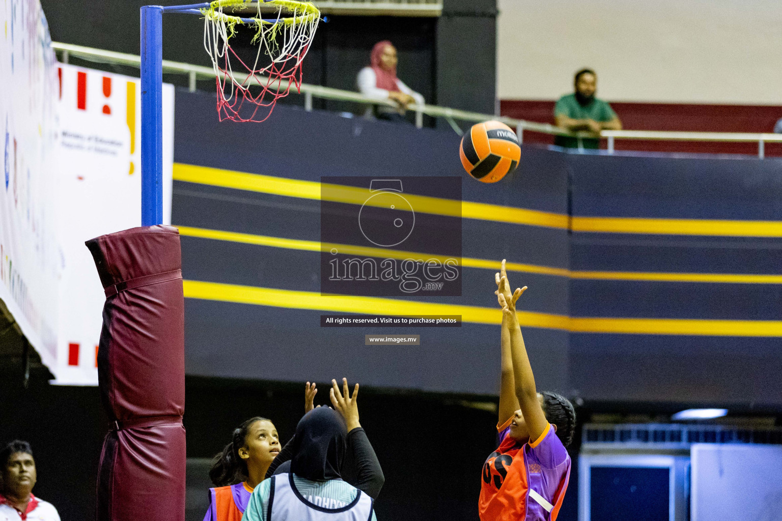 Day 9 of 24th Interschool Netball Tournament 2023 was held in Social Center, Male', Maldives on 4th November 2023. Photos: Hassan Simah / images.mv