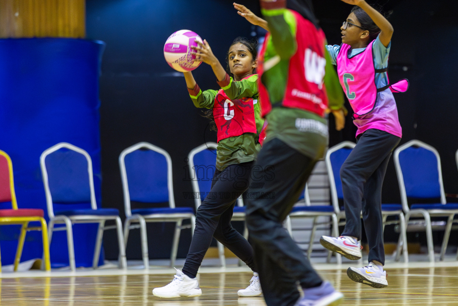 Fionti A Team vs Netkids B in Day 3 of 3rd Netball Junior Championship, held at Social Center on Wednesday 22nd January 2025 . Photos: Shuu Abdul Sattar / images.mv