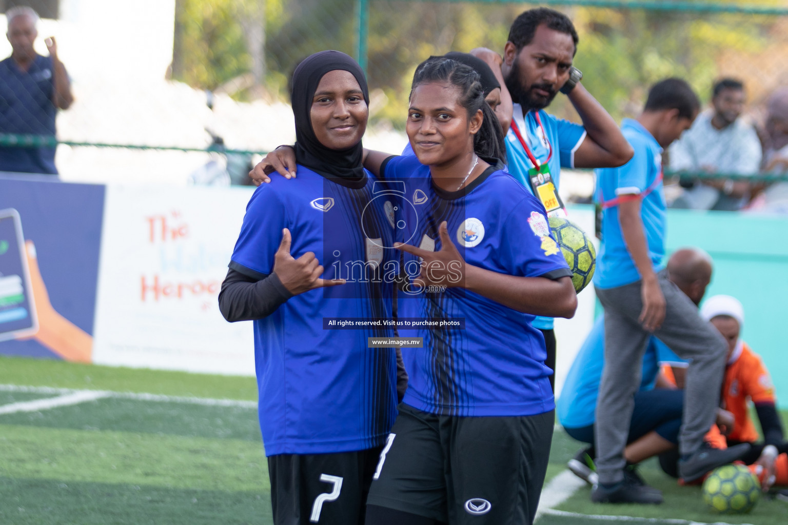 Maldives Ports Limited vs Dhivehi Sifainge Club in the semi finals of 18/30 Women's Futsal Fiesta 2019 on 27th April 2019, held in Hulhumale