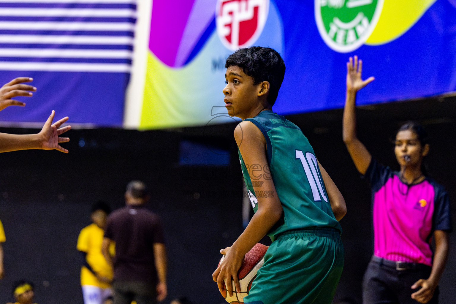 Aminiyya School vs Iskandhar School in day 26 of Junior Basketball Championship 2024 was held in Social Center, Male', Maldives on Tuesday, 10th December 2024. Photos: Nausham Waheed / images.mv