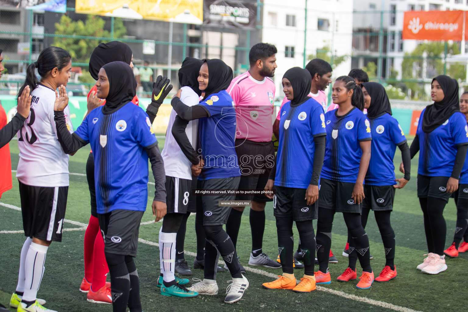 Maldives Ports Limited vs Dhivehi Sifainge Club in the semi finals of 18/30 Women's Futsal Fiesta 2019 on 27th April 2019, held in Hulhumale Photos: Hassan Simah / images.mv