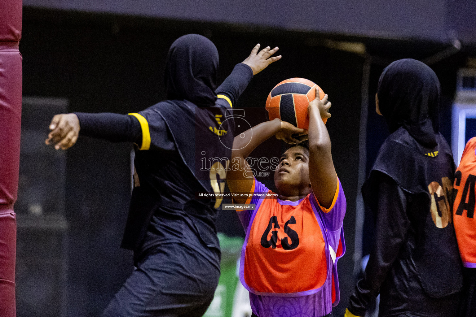 Day 9 of 24th Interschool Netball Tournament 2023 was held in Social Center, Male', Maldives on 4th November 2023. Photos: Hassan Simah / images.mv